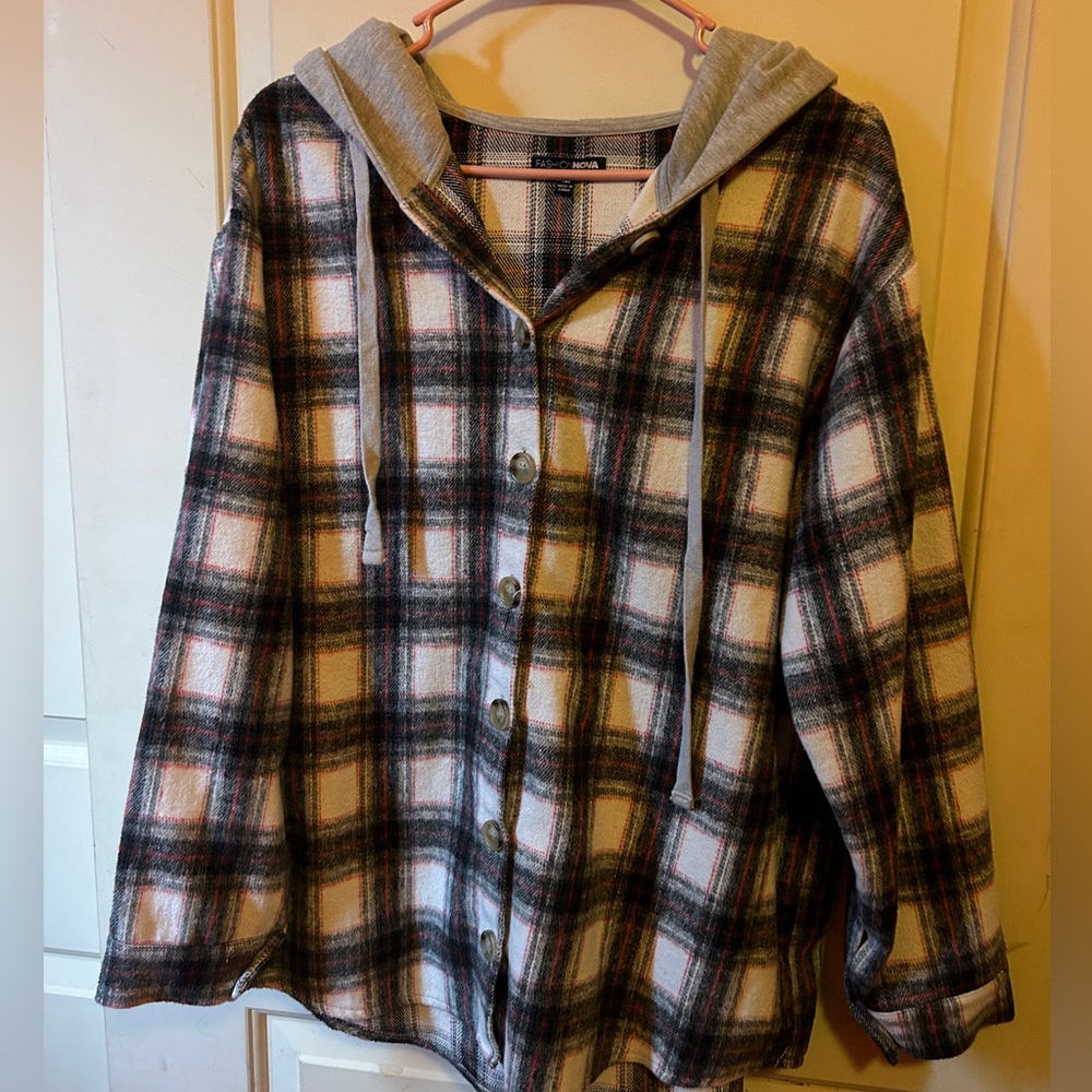 Black Fashion Nova Flannel Hoodie